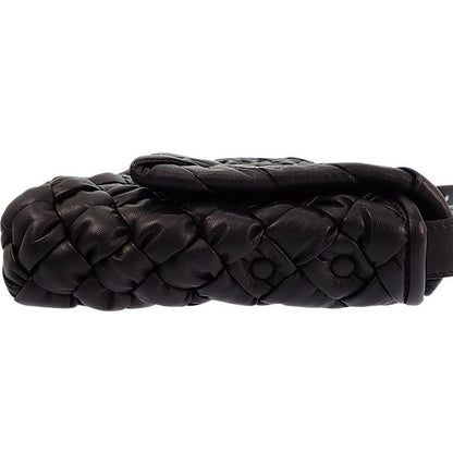 Bottega Veneta Rumple Messenger Shoulder Bag Calf Black Silver