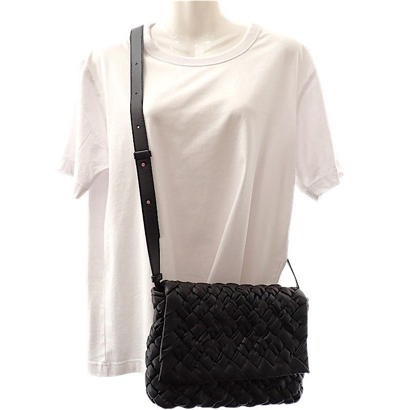 Bottega Veneta Rumple Messenger Shoulder Bag Calf Black Silver