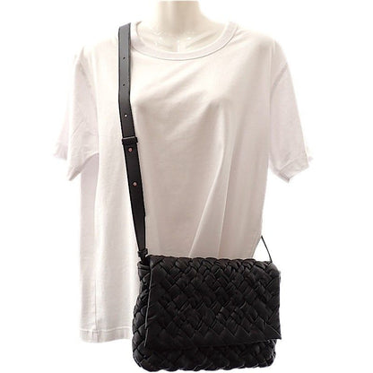 Bottega Veneta Rumple Messenger Shoulder Bag Calf Black Silver