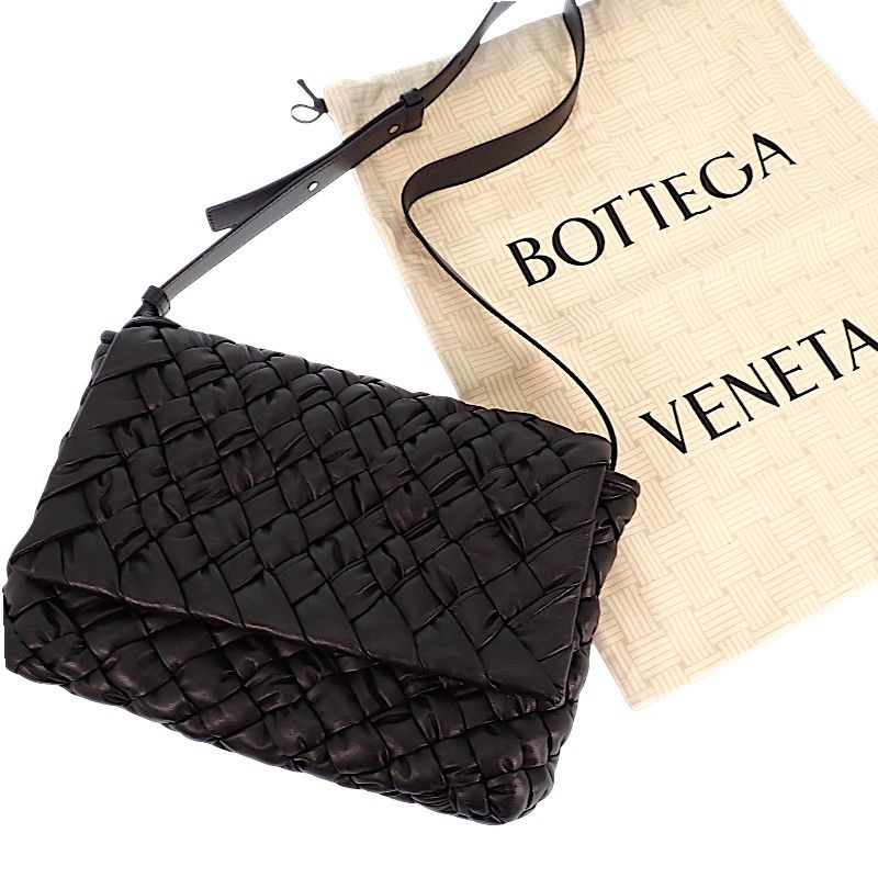 Bottega Veneta Rumple Messenger Shoulder Bag Calf Black Silver