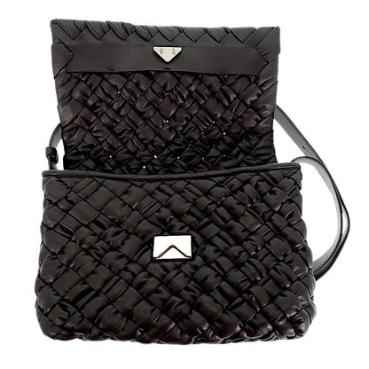 Bottega Veneta Rumple Messenger Shoulder Bag Calf Black Silver