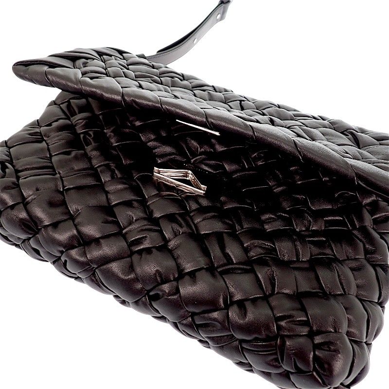 Bottega Veneta Rumple Messenger Shoulder Bag Calf Black Silver