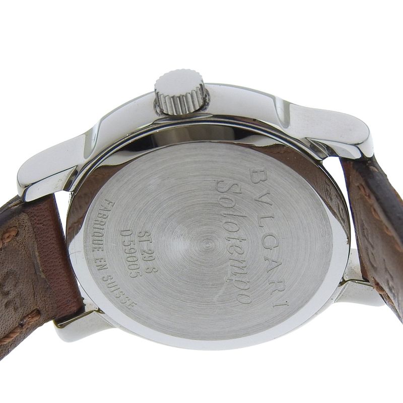 Bvlgari Solo Tempo Stainless Steel Leather Quartz Analog Display Blanc Dial