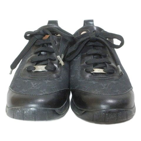 Louis Vuitton Monogram Mini Sneakers Low Cut Shoes 35.5 22.5 cm Black
