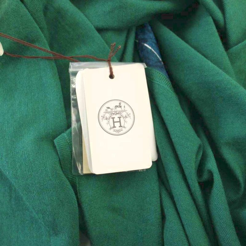 Hermes Jungle Love Shirt Dress Long Sleeve Long Silk Cashmere 36 Green