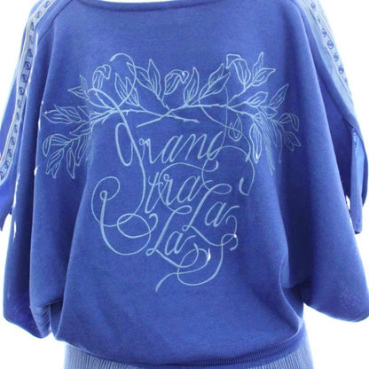 Hermes Knit Dress Short Sleeve Long Silk 36 Blue Sweater