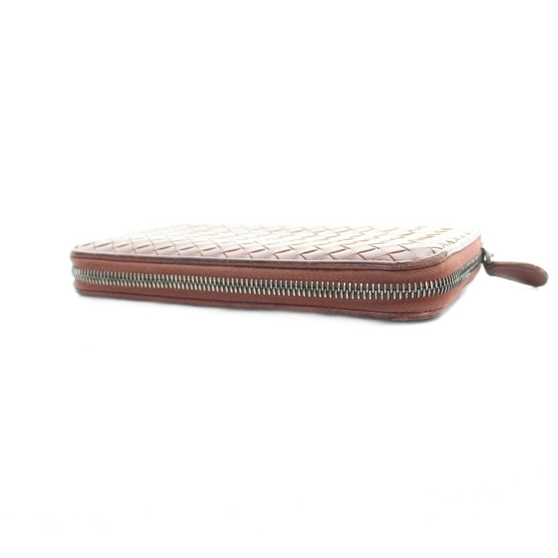 Bottega Veneta Intrecciato Wallet Leather Zip Around Logo Red