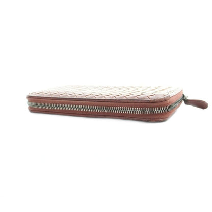 Bottega Veneta Intrecciato Wallet Leather Zip Around Logo Red