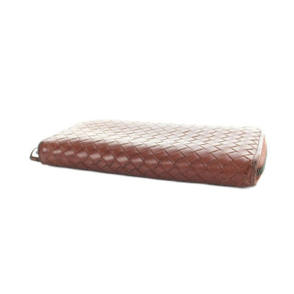 Bottega Veneta Intrecciato Wallet Leather Zip Around Logo Red
