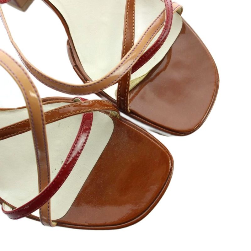 Miu Miu Miu Strap Sandals Thick Sole Logo Enamel Leather 37 24 cm Brown