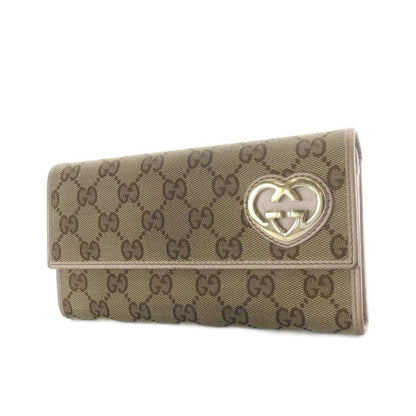 Gucci Brea Heart Wallet Bifold GG Canvas Beige 0959