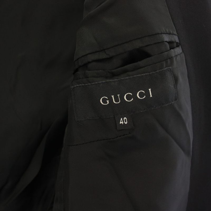 Gucci Jacket Zip Up Stand Collar Wool 40 Black