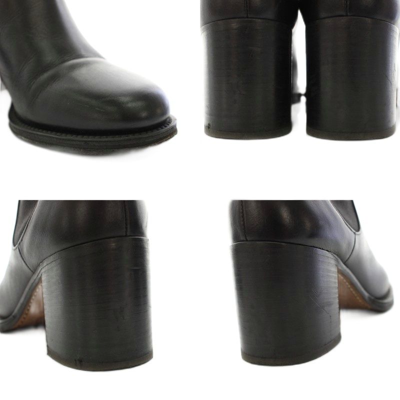 Chanel Side Gore Boots Short Leather CC Logo Vibram Sole 36c Black YT