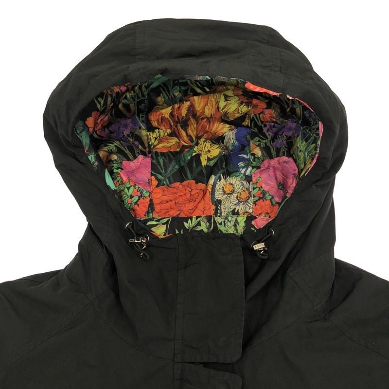 Moncler Eufrasia Flower Print Reversible Nylon Hoodie Black 0