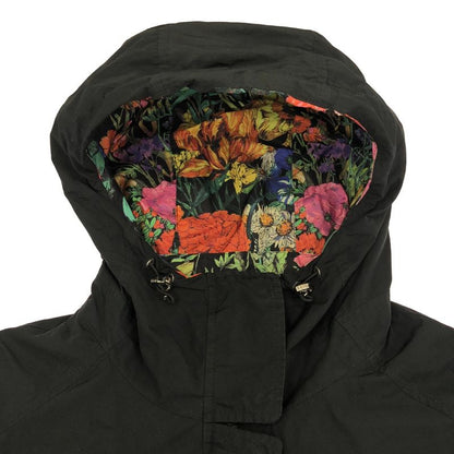 Moncler Eufrasia Flower Print Reversible Nylon Hoodie Black 0