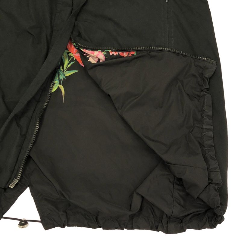 Moncler Eufrasia Flower Print Reversible Nylon Hoodie Black 0