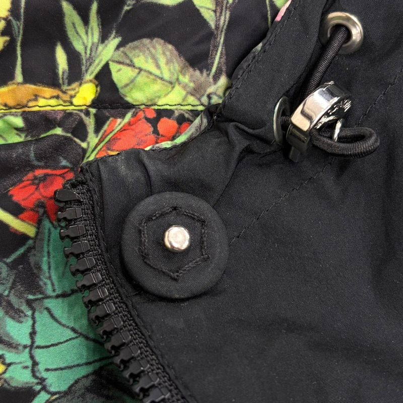 Moncler Eufrasia Flower Print Reversible Nylon Hoodie Black 0