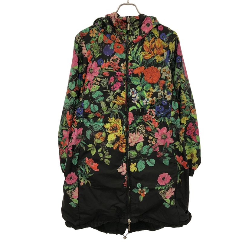 Moncler Eufrasia Flower Print Reversible Nylon Hoodie Black 0