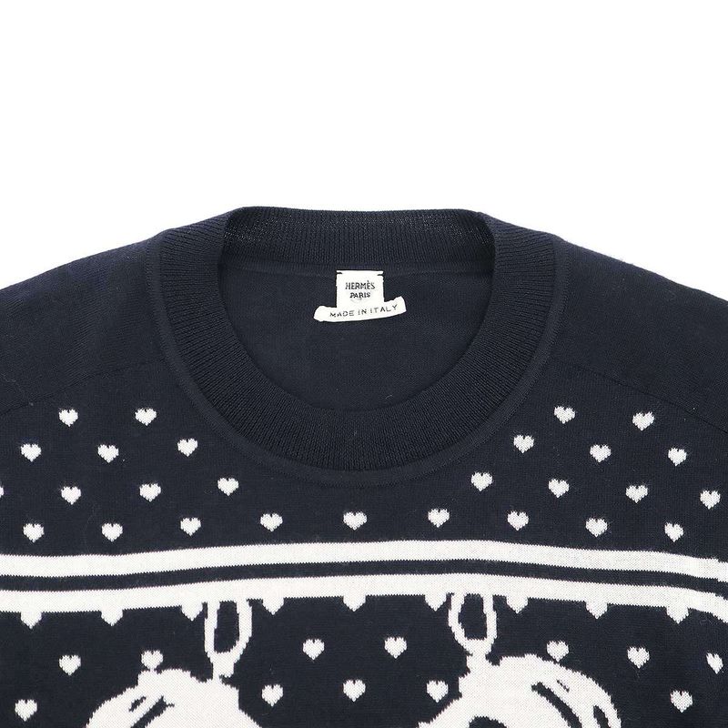 Hermes Brides de Gala Love Cashmere Silk Knit Sweater Navy 34