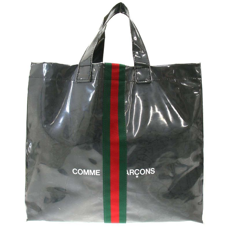 Gucci Comme Des Garcons Sherry Line Vinyl Tote Black