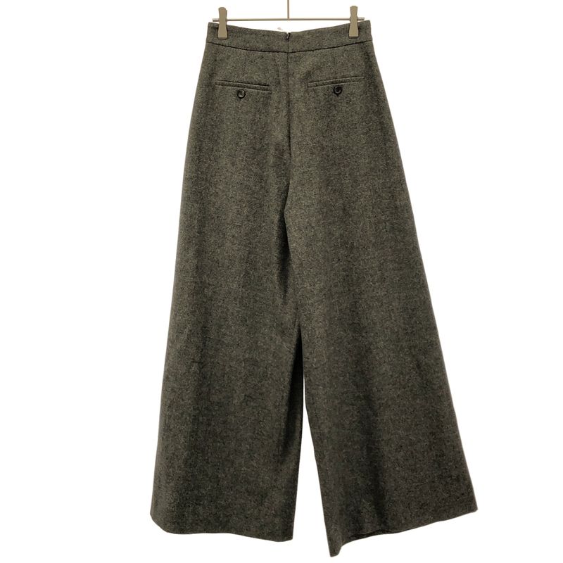 Max Mara Maxmara Wrap Front Herringbone Wide Trousers Pants Gray