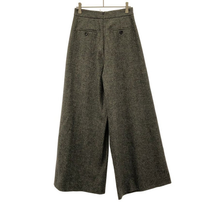 Max Mara Maxmara Wrap Front Herringbone Wide Trousers Pants Gray