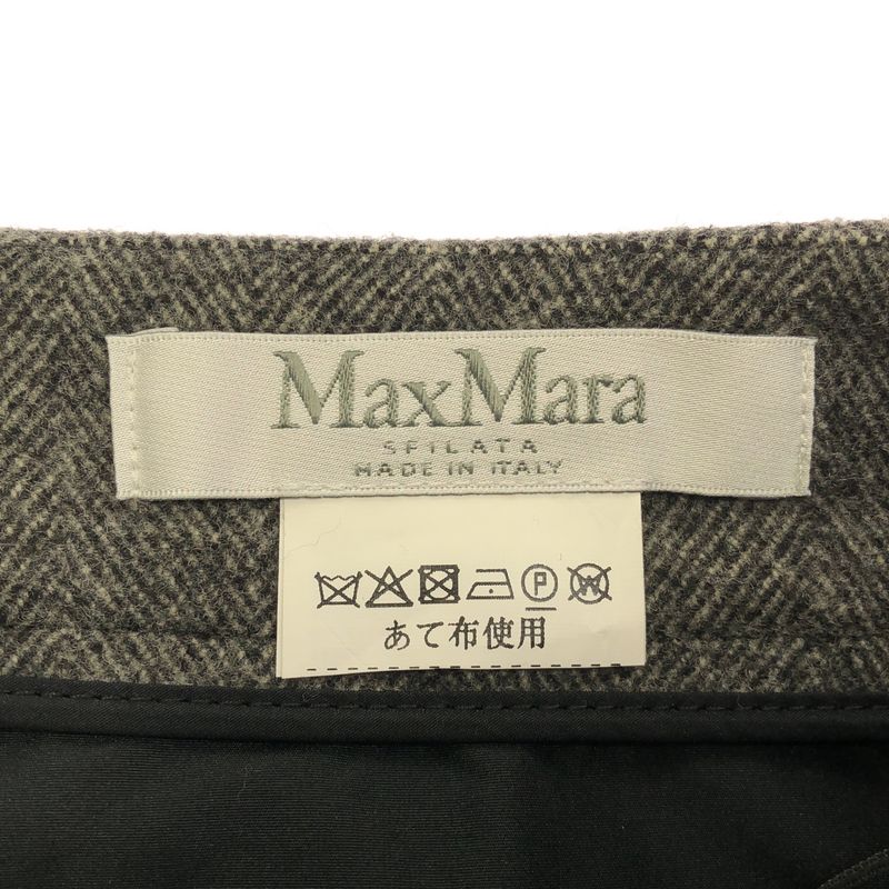Max Mara Maxmara Wrap Front Herringbone Wide Trousers Pants Gray