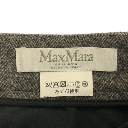 Max Mara Maxmara Wrap Front Herringbone Wide Trousers Pants Gray
