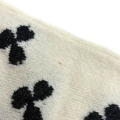 Hermes Series Button High Neck Clover Cashmere Knit Sweater Ivory 36