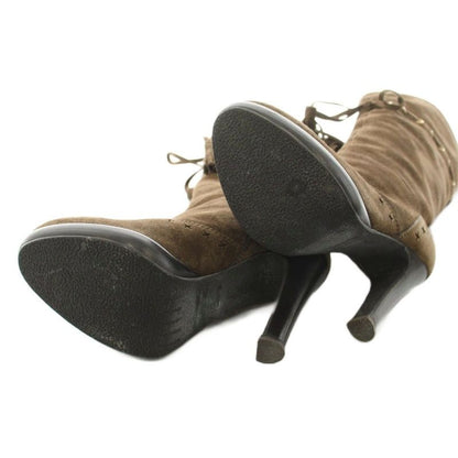 Saint Laurent Yves Long Boots Suede Tassel 35 Brown KU