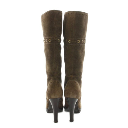 Saint Laurent Yves Long Boots Suede Tassel 35 Brown KU