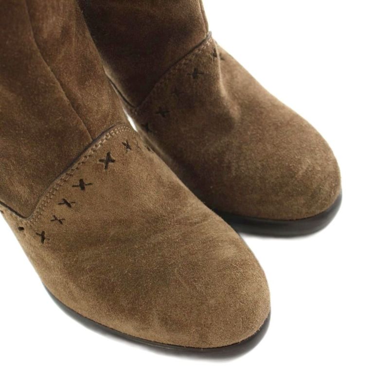 Saint Laurent Yves Long Boots Suede Tassel 35 Brown KU