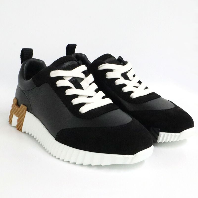 Hermes Bouncing Leather Sneakers Black 36.5 23.5 cm Shoes