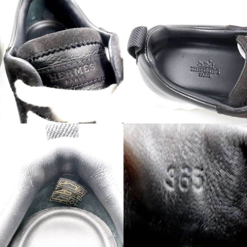Hermes Bouncing Leather Sneakers Black 36.5 23.5 cm Shoes