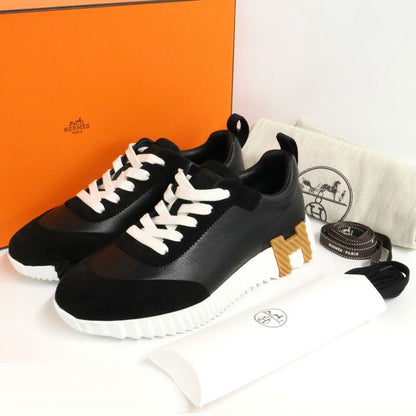 Hermes Bouncing Leather Sneakers Black 36.5 23.5 cm Shoes