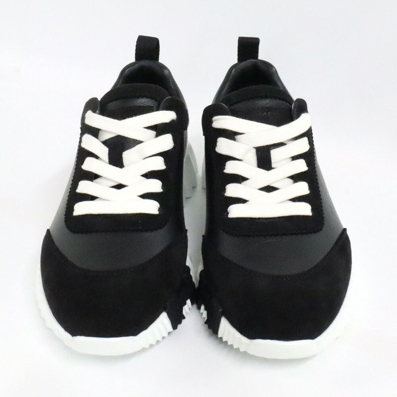 Hermes Bouncing Leather Sneakers Black 36.5 23.5 cm Shoes