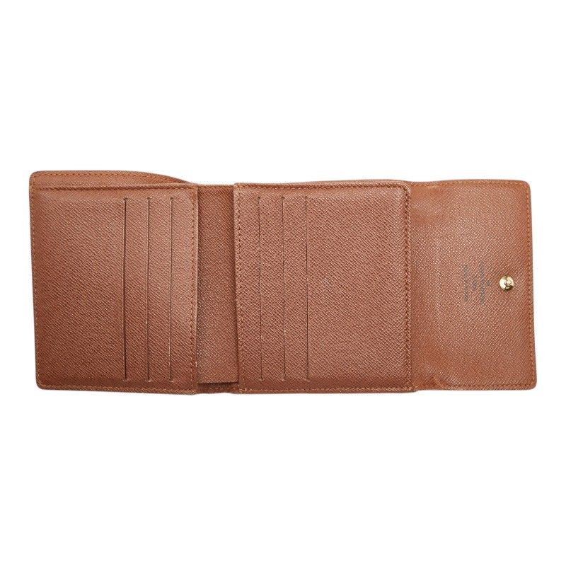 Louis Vuitton Monogram Portefeuille Elise Double Hook Trifold Wallet Brown