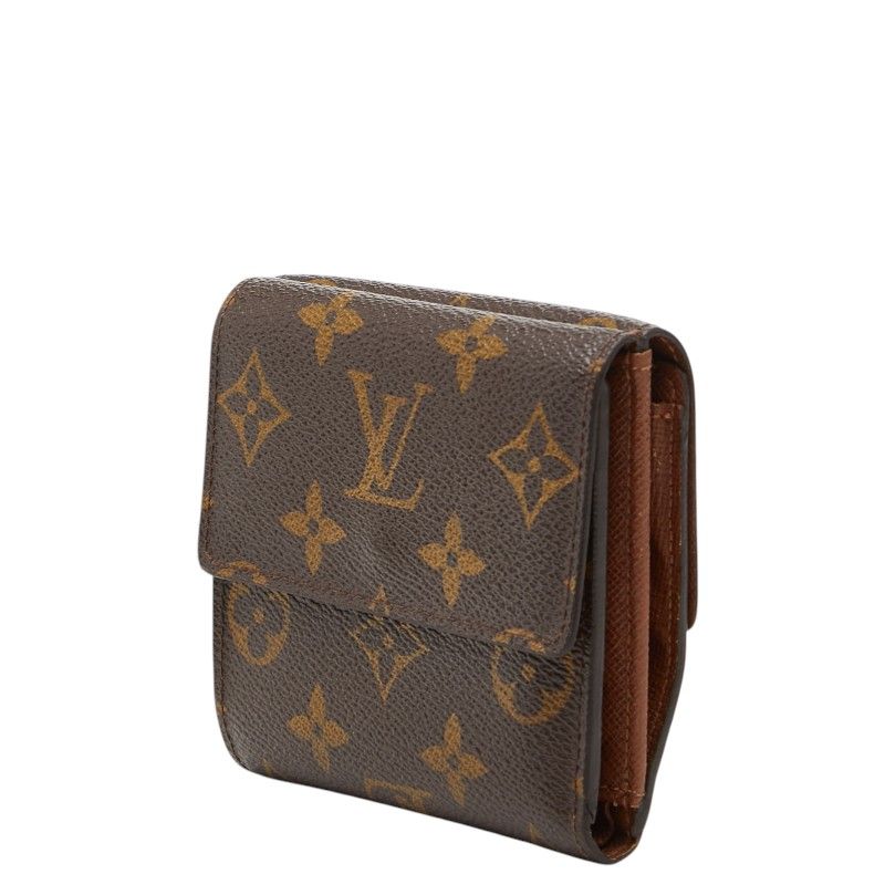 Louis Vuitton Monogram Portefeuille Elise Double Hook Trifold Wallet Brown