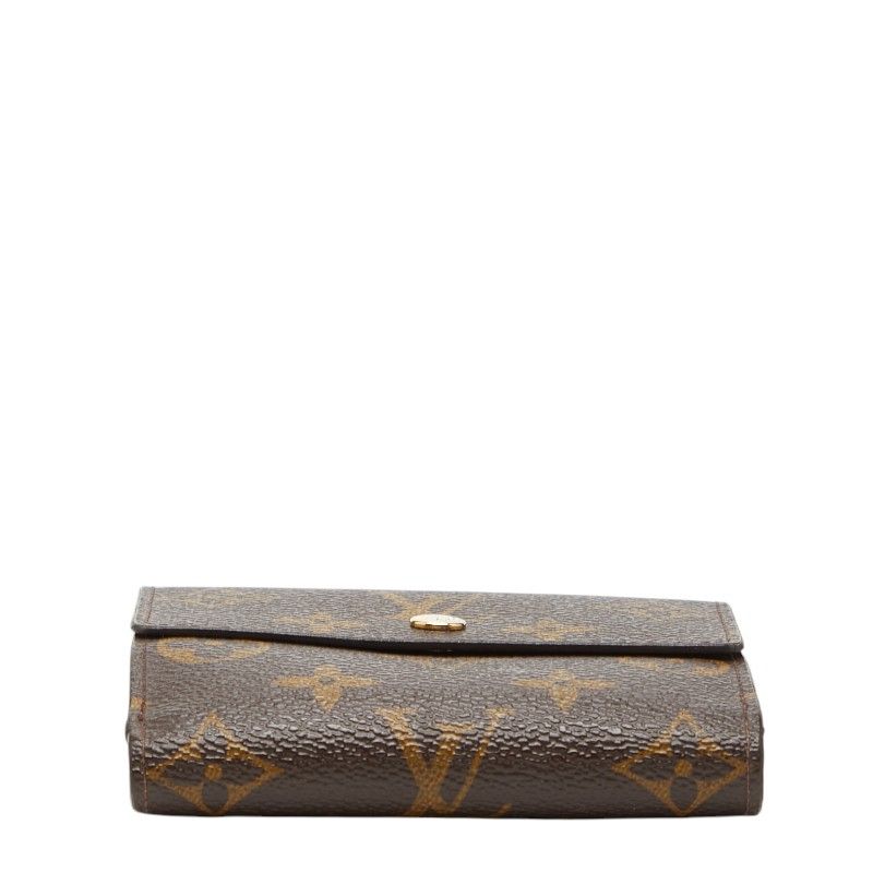 Louis Vuitton Monogram Portefeuille Elise Double Hook Trifold Wallet Brown