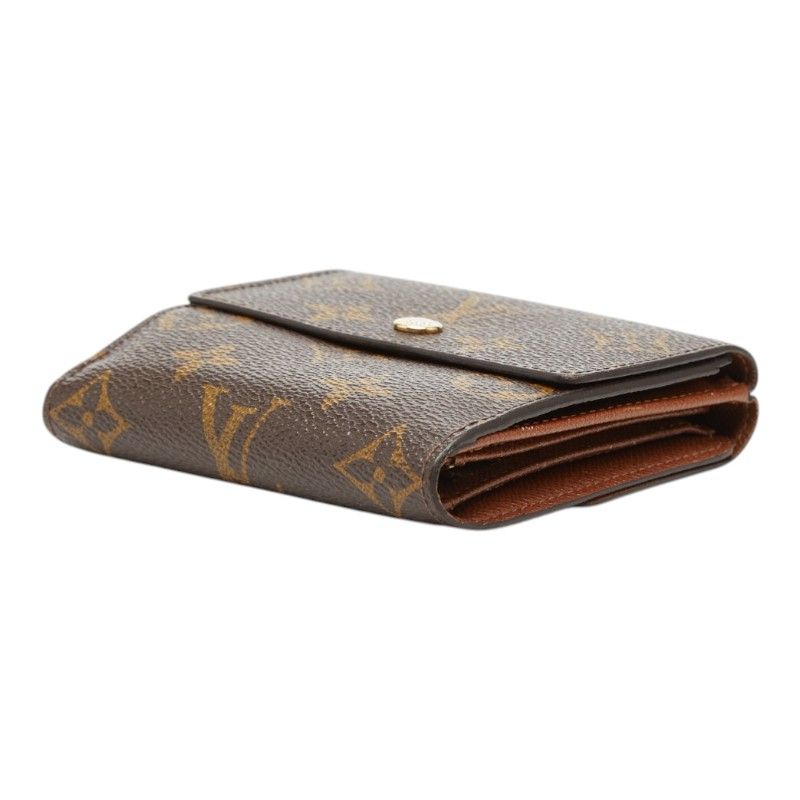 Louis Vuitton Monogram Portefeuille Elise Double Hook Trifold Wallet Brown