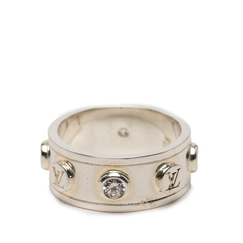 Louis Vuitton LV Studded Ring L Silver Zircon