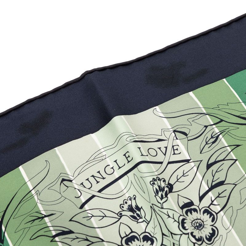 Hermes Carre 90 Jungle Love Scarf Large Green Navy Multicolor Silk
