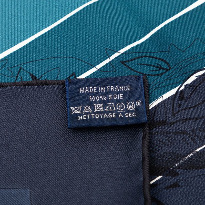 Hermes Carre 90 Jungle Love Scarf Large Green Navy Multicolor Silk