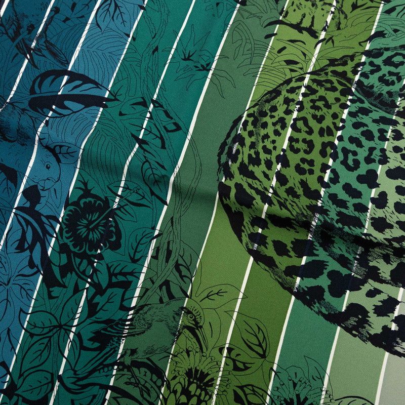Hermes Carre 90 Jungle Love Scarf Large Green Navy Multicolor Silk
