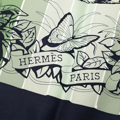 Hermes Carre 90 Jungle Love Scarf Large Green Navy Multicolor Silk