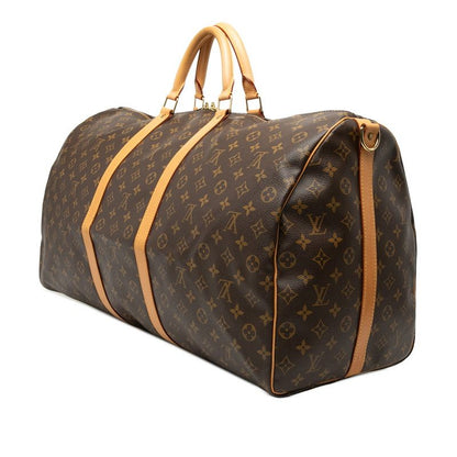Louis Vuitton Monogram Keepall Bandouliere 60 Boston Bag 2-Way Brown Leather