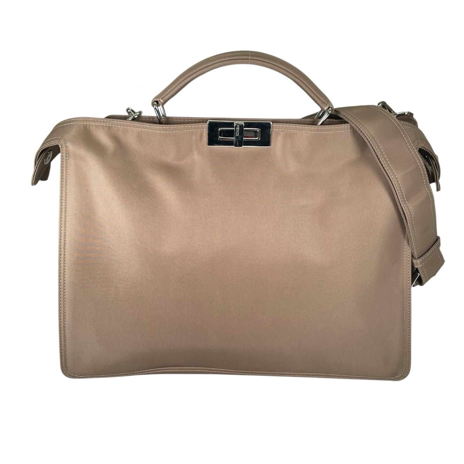 Fendi Peekaboo Business Bag Nylon Beige