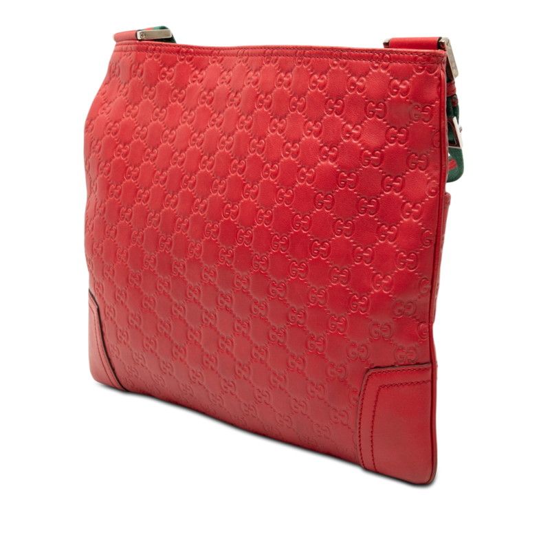 Guccissima Sherry Line Crossbody Shoulder Bag Beijing Olympics Red Leather