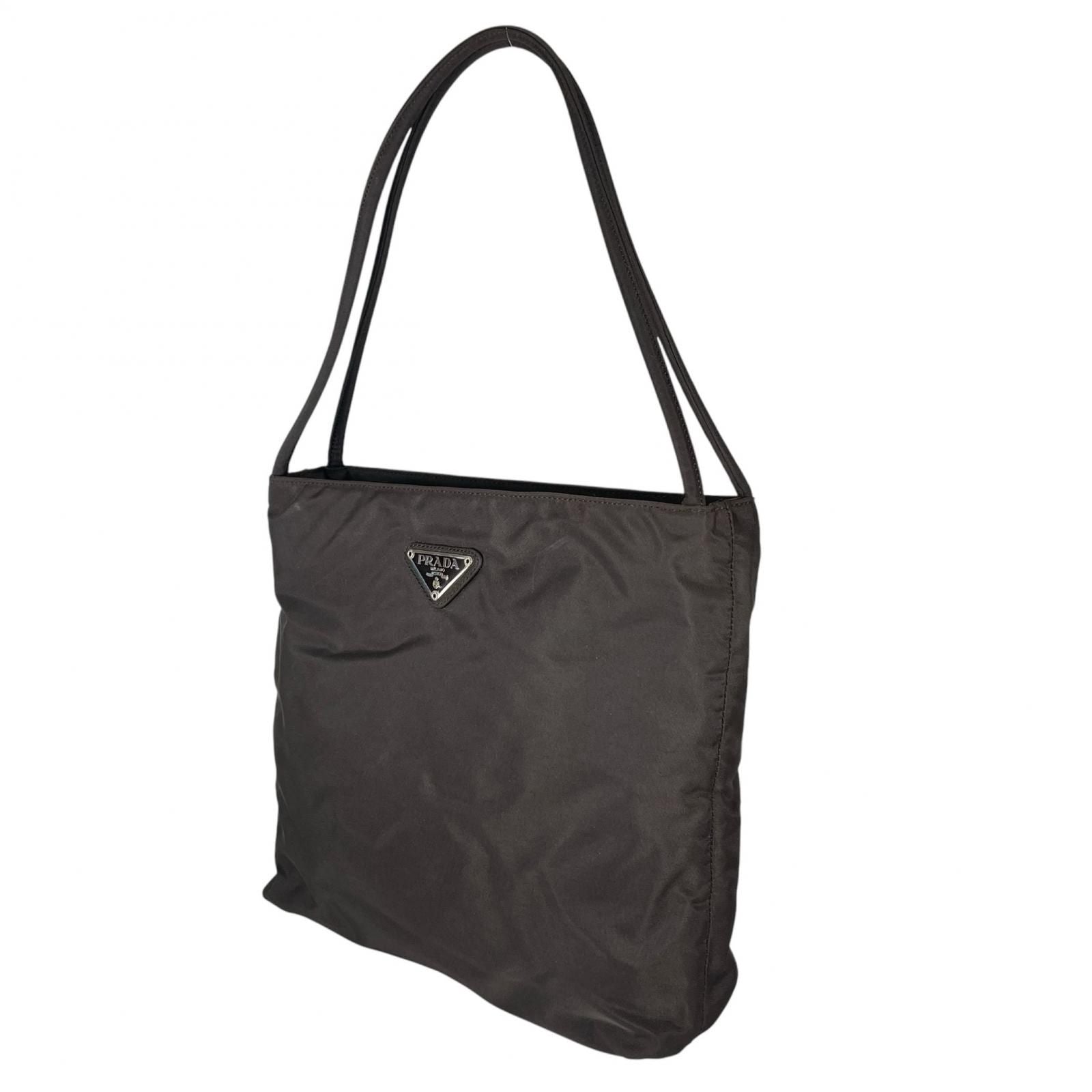 Prada Triangle Logo Handbag Nylon Gray — view 2