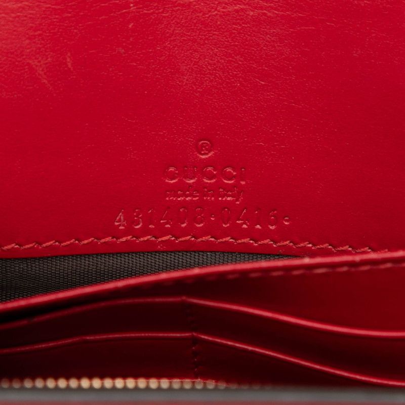Gucci Ribbon Guccissima Chain Wallet Shoulder Bag Red Leather